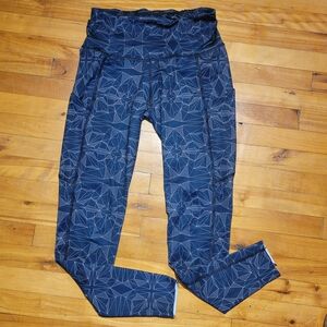 Geometric Patterned Blue Leggings Rose Buddha